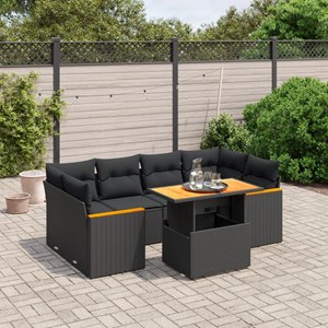 Maison exclusive - salon de jardin 7 pcs avec coussins noir résine tressée
