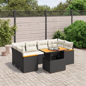 Maison exclusive - salon de jardin 7 pcs avec coussins noir résine tressée