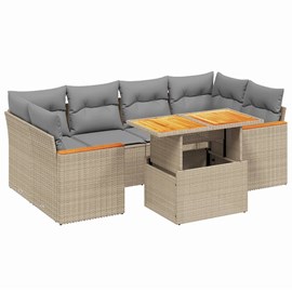 Maison exclusive - salon de jardin avec coussins 7 pcs beige résine tressée