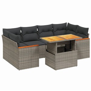 Maison exclusive - salon de jardin avec coussins 7 pcs gris résine tressée