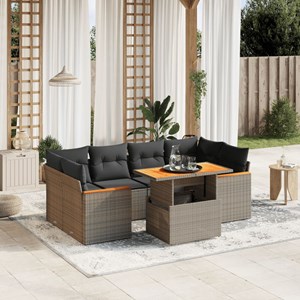 Maison exclusive - salon de jardin avec coussins 7 pcs gris résine tressée