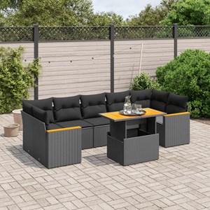 Maison exclusive - salon de jardin 8 pcs avec coussins noir résine tressée