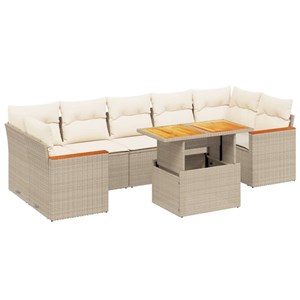 Maison exclusive - salon de jardin avec coussins 8 pcs beige résine tressée