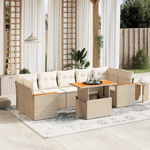 Maison exclusive - salon de jardin avec coussins 8 pcs beige résine tressée
