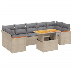 Maison exclusive - salon de jardin avec coussins 8 pcs beige résine tressée
