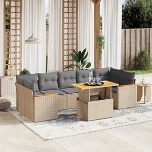 Maison exclusive - salon de jardin avec coussins 8 pcs beige résine tressée