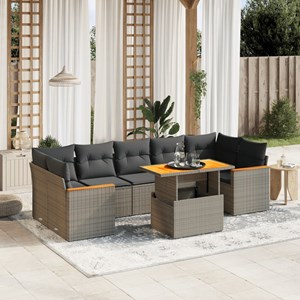 Maison exclusive - salon de jardin 8 pcs avec coussins gris résine tressée