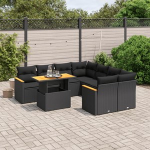 Maison exclusive - salon de jardin 9 pcs avec coussins noir résine tressée