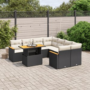 Maison exclusive - salon de jardin 9 pcs avec coussins noir résine tressée