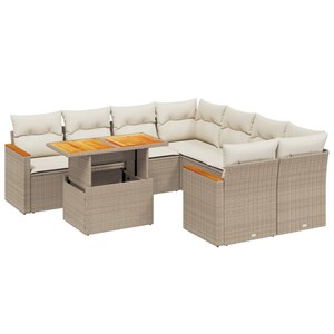 Maison exclusive - salon de jardin avec coussins 9 pcs beige résine tressée