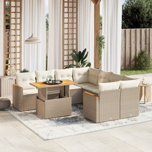 Maison exclusive - salon de jardin avec coussins 9 pcs beige résine tressée