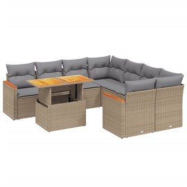 Maison exclusive - salon de jardin avec coussins 9 pcs beige résine tressée