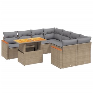 Maison exclusive - salon de jardin avec coussins 9 pcs beige résine tressée