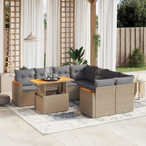 Maison exclusive - salon de jardin avec coussins 9 pcs beige résine tressée