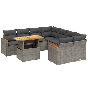 Maison exclusive - salon de jardin 9 pcs avec coussins gris résine tressée