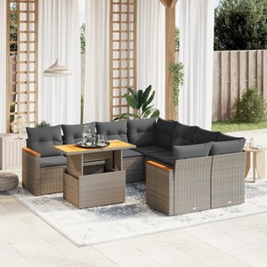 Maison exclusive - salon de jardin 9 pcs avec coussins gris résine tressée