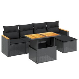 Maison exclusive - salon de jardin 6 pcs avec coussins noir résine tressée