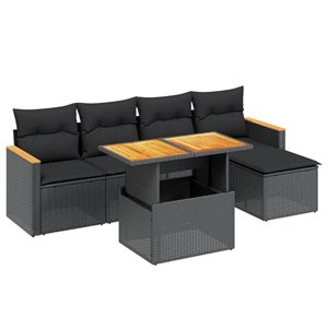 Maison exclusive - salon de jardin 6 pcs avec coussins noir résine tressée