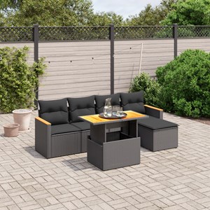 Maison exclusive - salon de jardin 6 pcs avec coussins noir résine tressée