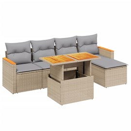 Maison exclusive - salon de jardin avec coussins 6 pcs beige résine tressée