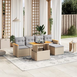 Maison exclusive - salon de jardin avec coussins 6 pcs beige résine tressée