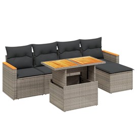 Maison exclusive - salon de jardin 6 pcs avec coussins gris résine tressée
