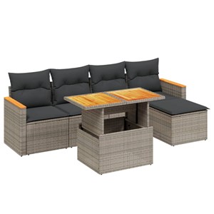 Maison exclusive - salon de jardin 6 pcs avec coussins gris résine tressée