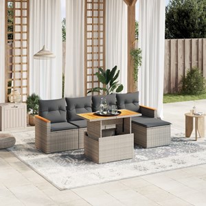 Maison exclusive - salon de jardin 6 pcs avec coussins gris résine tressée