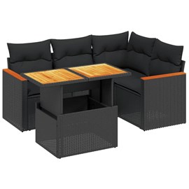 Maison exclusive - salon de jardin 5 pcs avec coussins noir résine tressée
