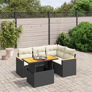 Maison exclusive - salon de jardin 5 pcs avec coussins noir résine tressée