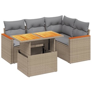 Maison exclusive - salon de jardin avec coussins 5 pcs beige résine tressée
