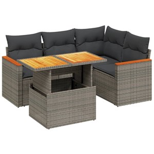 Maison exclusive - salon de jardin 5 pcs avec coussins gris résine tressée