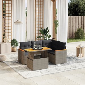 Maison exclusive - salon de jardin 5 pcs avec coussins gris résine tressée