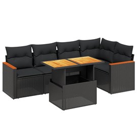 Maison exclusive - salon de jardin 6 pcs avec coussins noir résine tressée