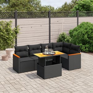 Maison exclusive - salon de jardin 6 pcs avec coussins noir résine tressée