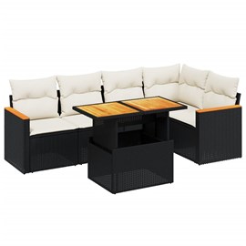 Maison exclusive - salon de jardin 6 pcs avec coussins noir résine tressée