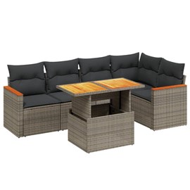 Maison exclusive - salon de jardin 6 pcs avec coussins gris résine tressée