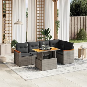 Maison exclusive - salon de jardin 6 pcs avec coussins gris résine tressée