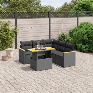 Maison exclusive - salon de jardin 6 pcs avec coussins noir résine tressée
