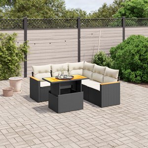Maison exclusive - salon de jardin 6 pcs avec coussins noir résine tressée