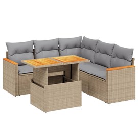 Maison exclusive - salon de jardin avec coussins 6 pcs beige résine tressée