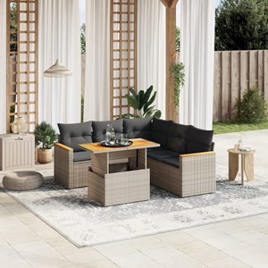 Maison exclusive - salon de jardin 6 pcs avec coussins gris résine tressée