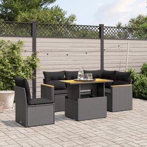 Maison exclusive - salon de jardin 6 pcs avec coussins noir résine tressée