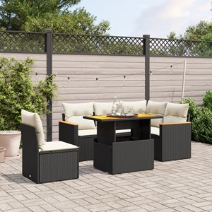 Maison exclusive - salon de jardin 6 pcs avec coussins noir résine tressée