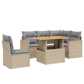Maison exclusive - salon de jardin avec coussins 6 pcs beige résine tressée
