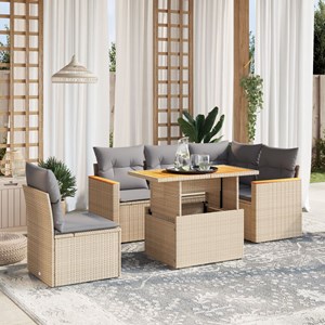 Maison exclusive - salon de jardin avec coussins 6 pcs beige résine tressée