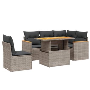 Maison exclusive - salon de jardin 6 pcs avec coussins gris résine tressée