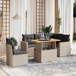 Maison exclusive - salon de jardin 6 pcs avec coussins gris résine tressée