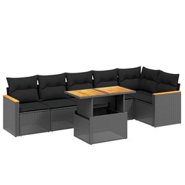 Maison exclusive - salon de jardin 7 pcs avec coussins noir résine tressée