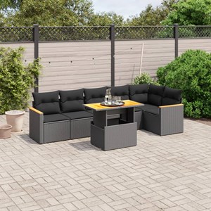 Maison exclusive - salon de jardin 7 pcs avec coussins noir résine tressée
